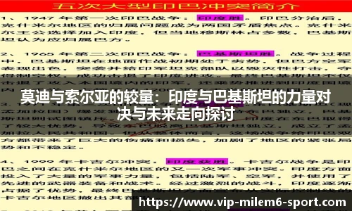 莫迪与索尔亚的较量：印度与巴基斯坦的力量对决与未来走向探讨